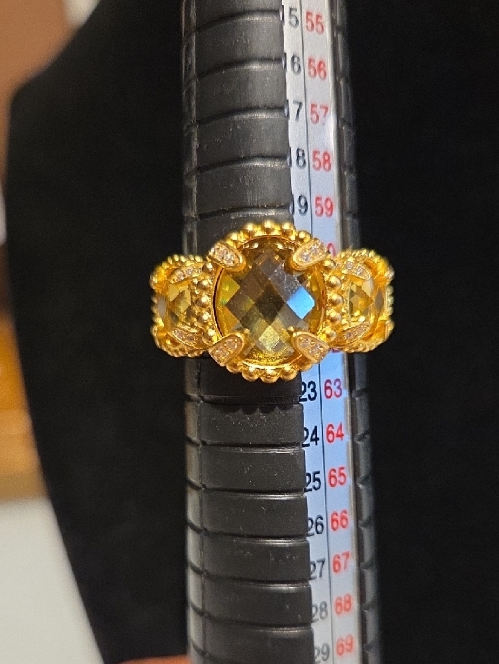 Freda Rothman Gold Crystal Cocktail Ring - Picture 9 of 9